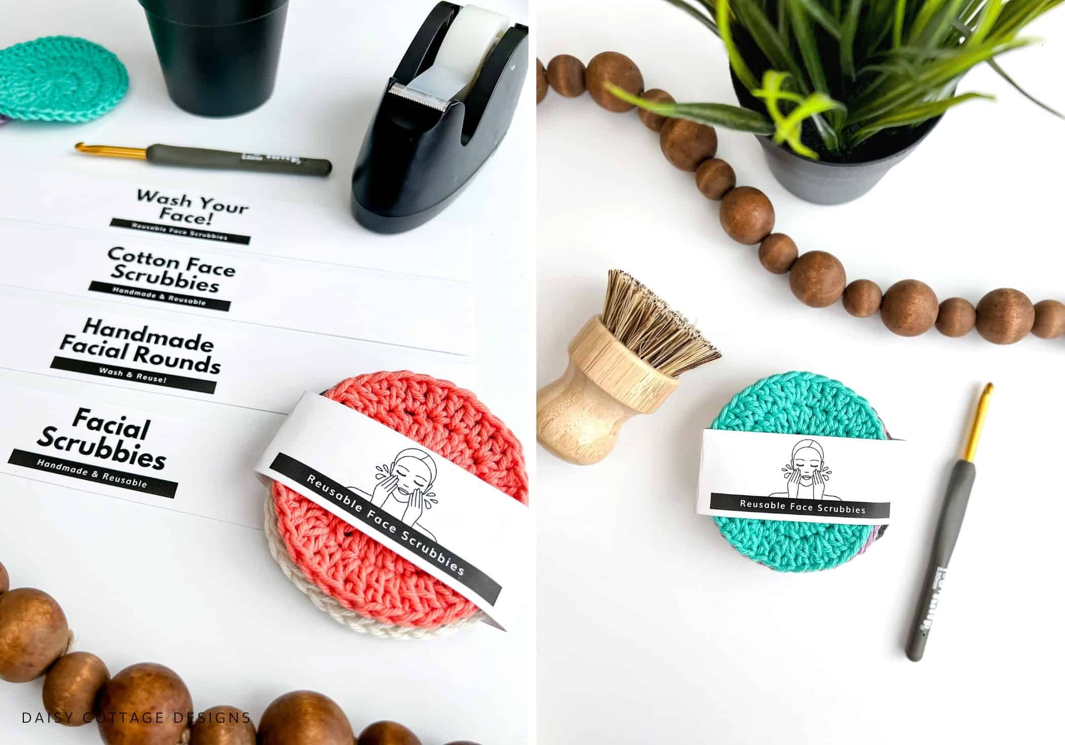 Printable Dish Scrubby Tags and Wraps, Dish Scrubber, Reusable