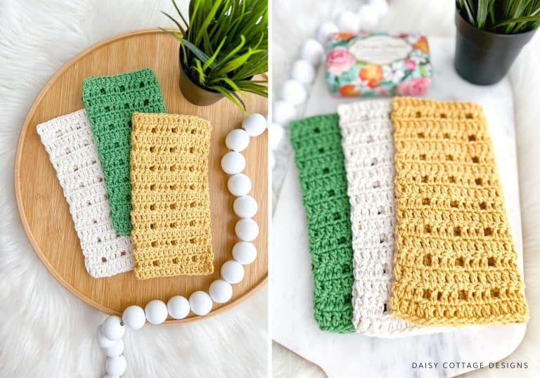 Easy Crochet Dishcloth Pattern (A Quick Project!) - Daisy Cottage Designs