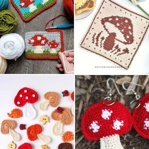 21 Mushroom Crochet Patterns (Mug Rugs to Keychains)