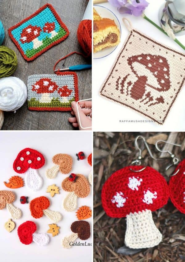 21 Mushroom Crochet Patterns (Mug Rugs to Keychains)