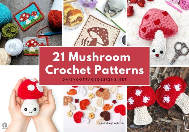 21 Mushroom Crochet Patterns (Mug Rugs to Keychains)