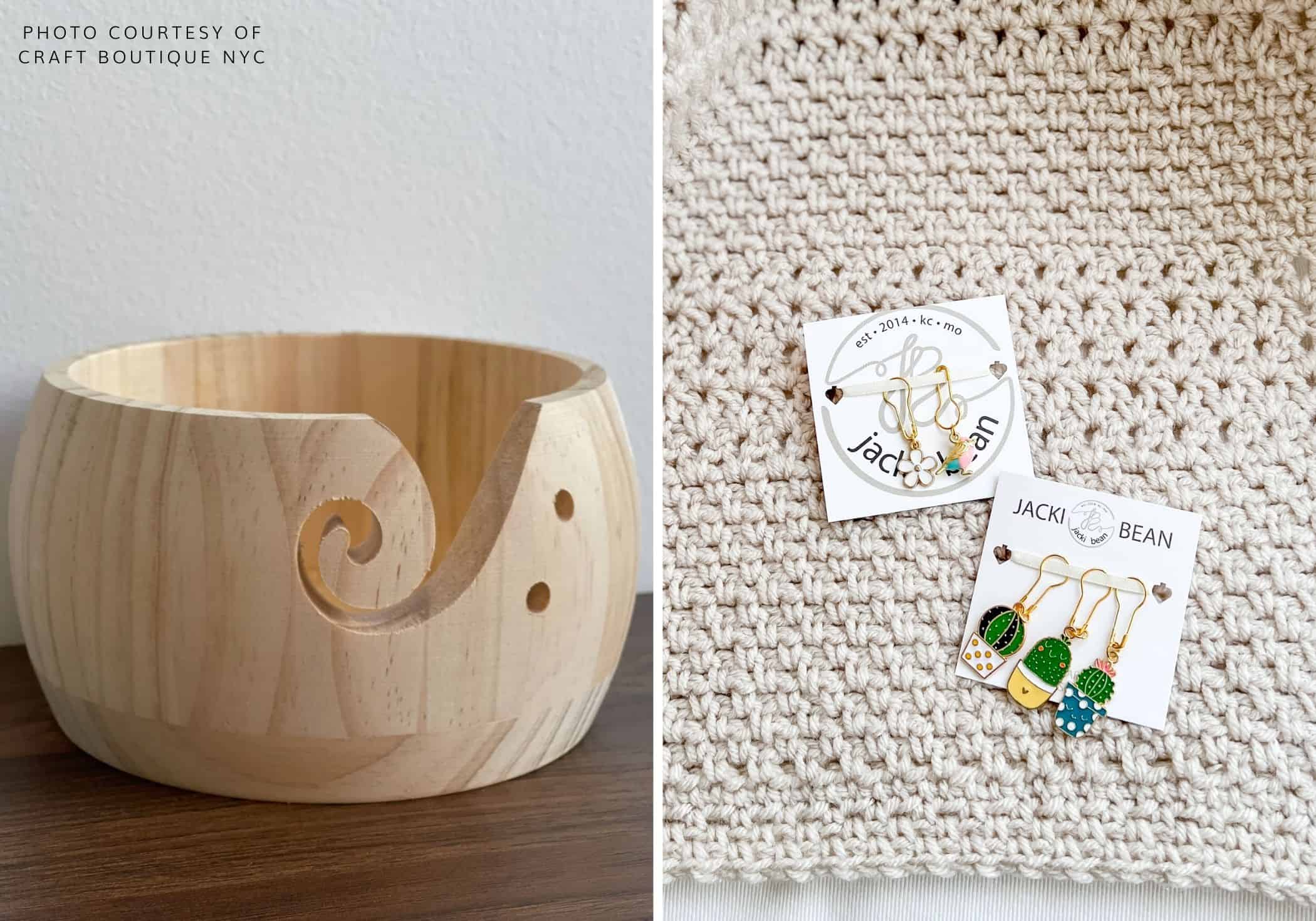 Rippled Wood Yarn Bowl by K+C by K+C