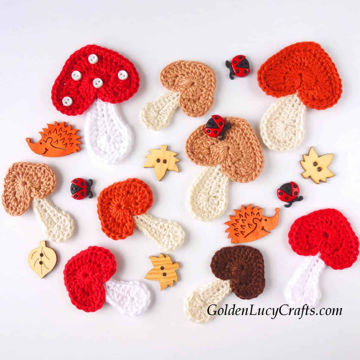 Crochet Mushroom Appliques 
