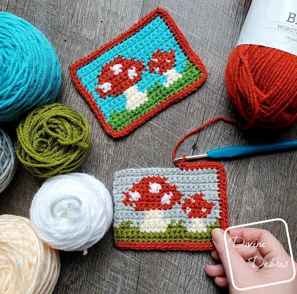 Crochet Mushroom Coasters