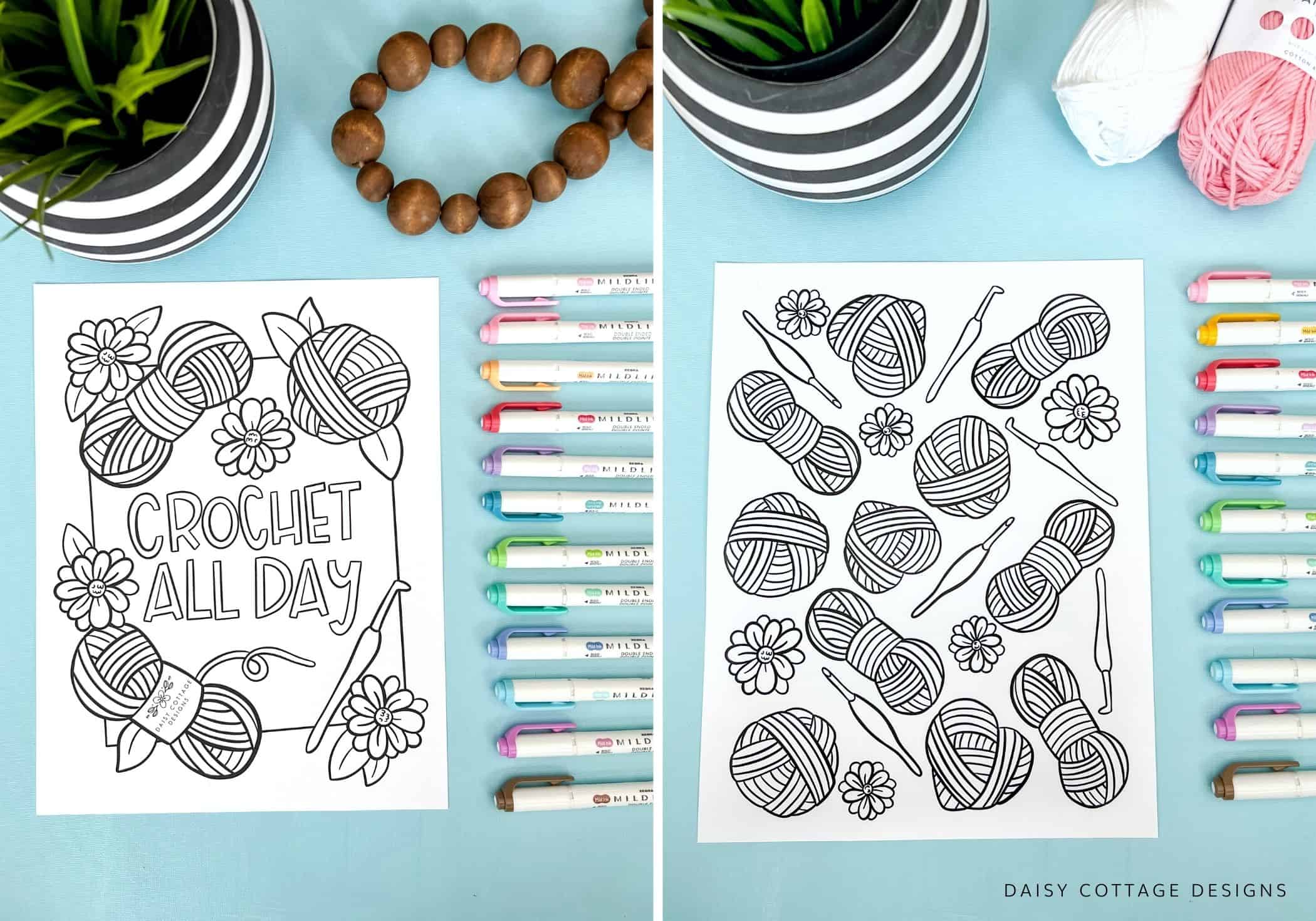 Daisy Coloring pages and markers