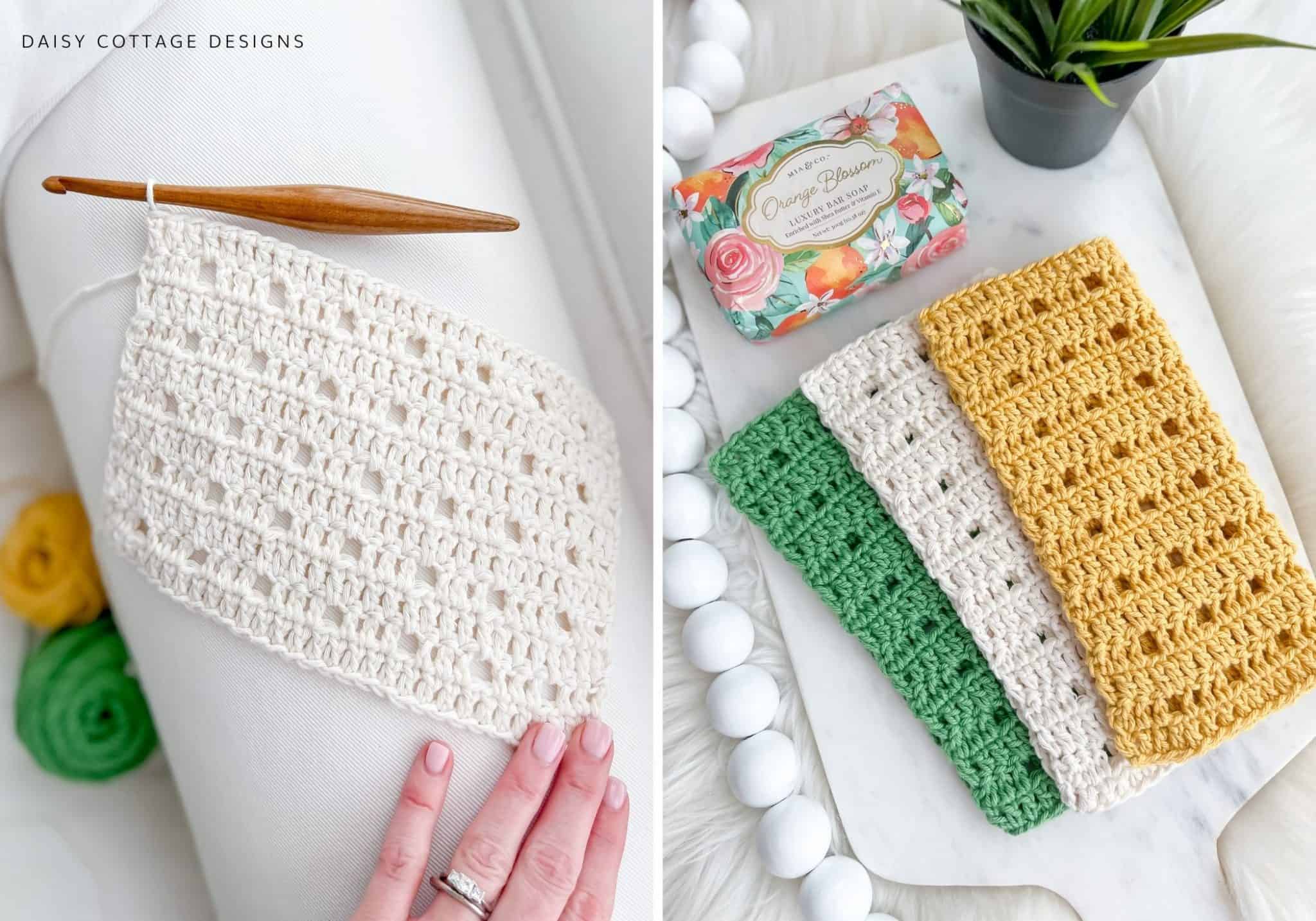 Easy Crochet Dishcloth Pattern (A Quick Project!) Daisy Cottage Designs