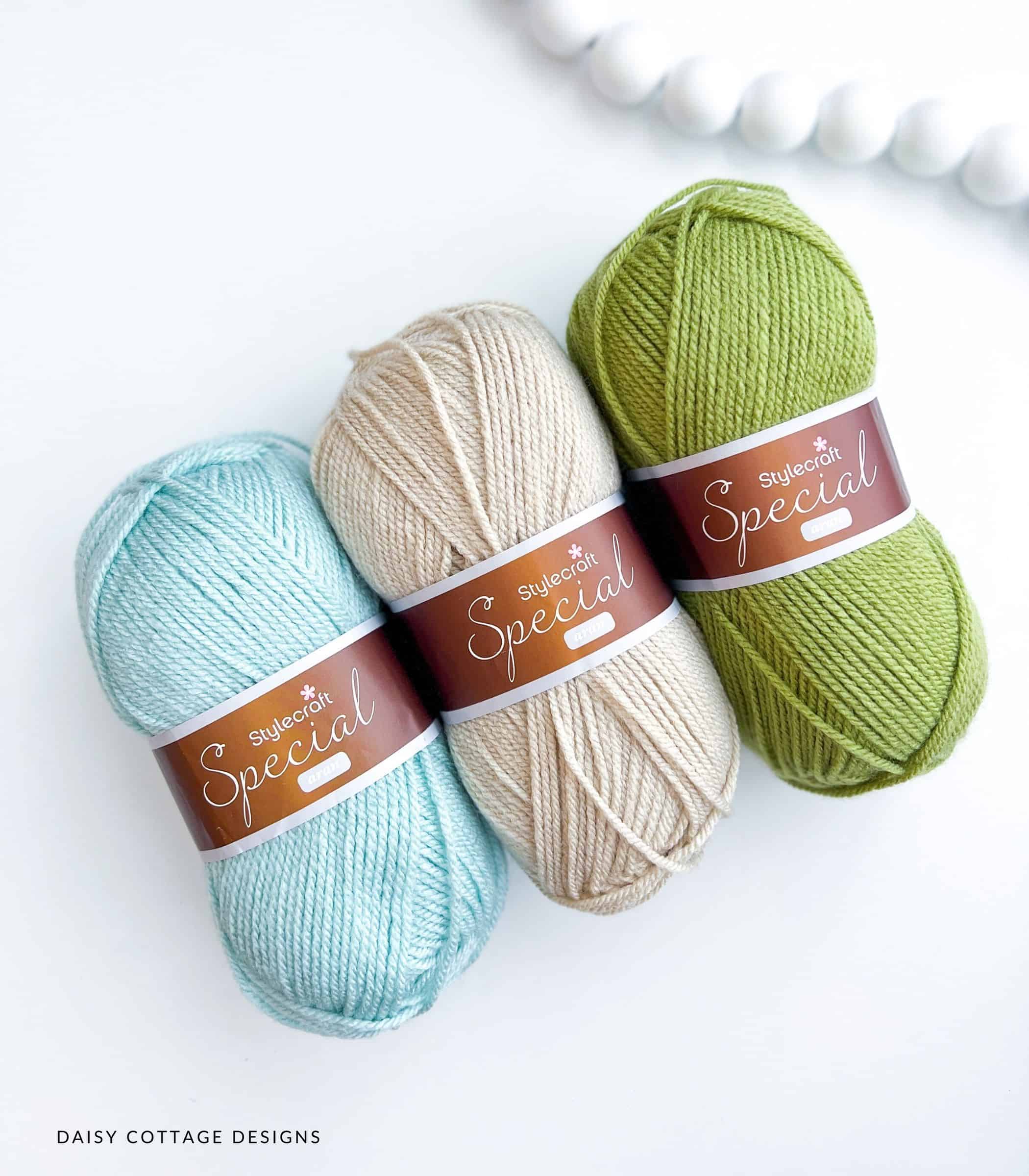 Stylecraft Special Yarn in Teal, Tan, and Green