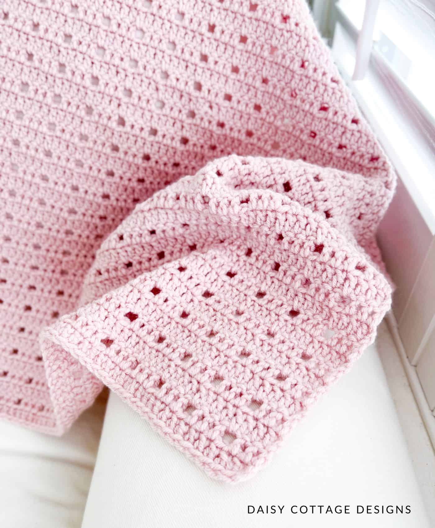 Simple crochet blanket on couch
