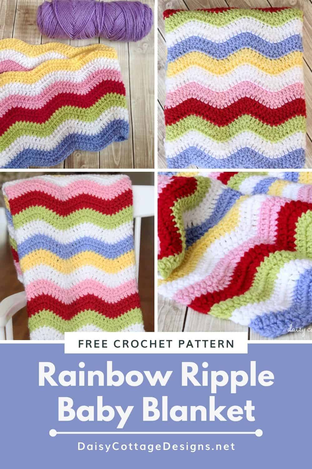 Rainbow Ripple Baby Blanket Pattern Written Instructions