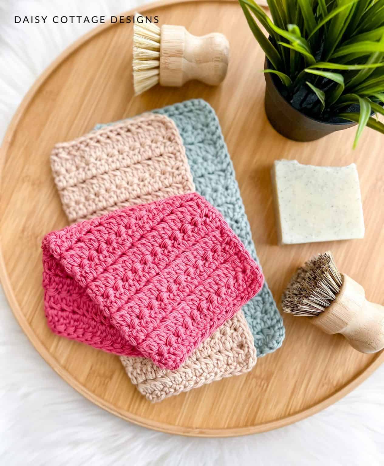 9 Easy Crochet Dishcloth Patterns (Beginner Friendly) - Daisy Cottage ...