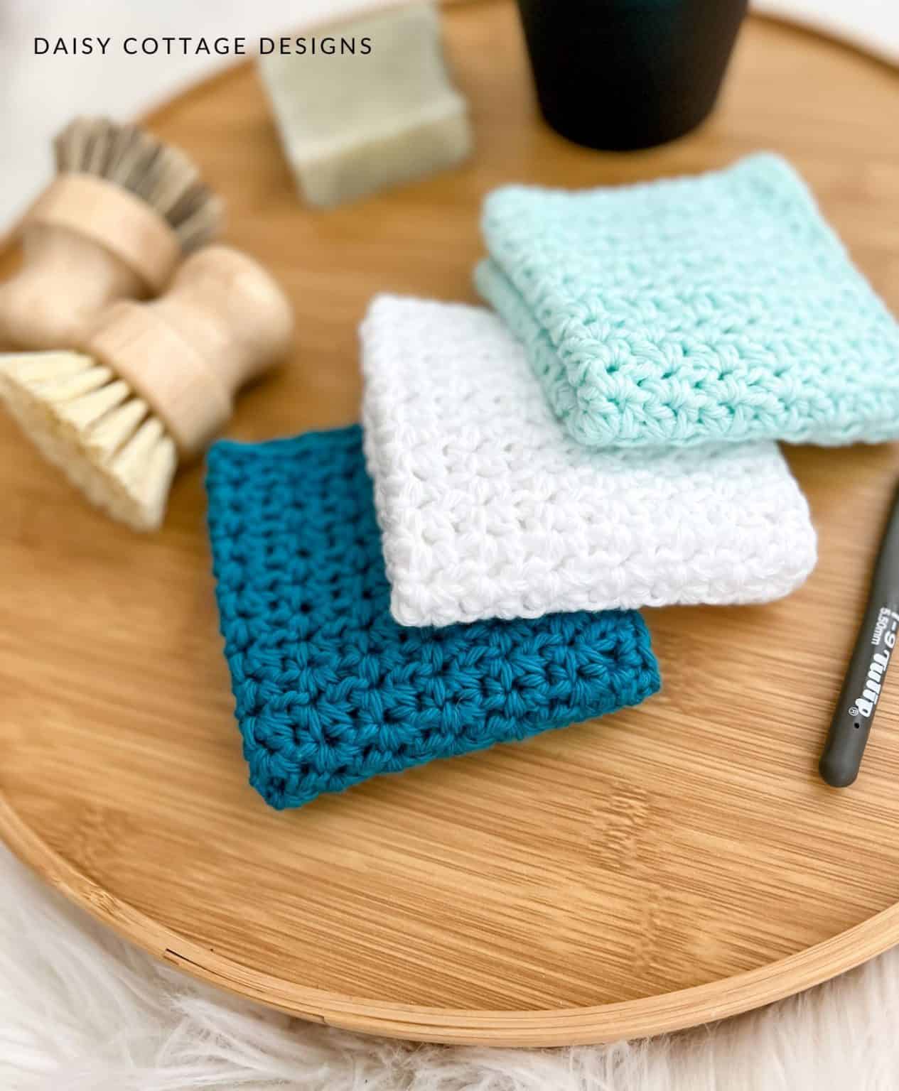 9 Easy Crochet Dishcloth Patterns (Beginner Friendly) Daisy Cottage