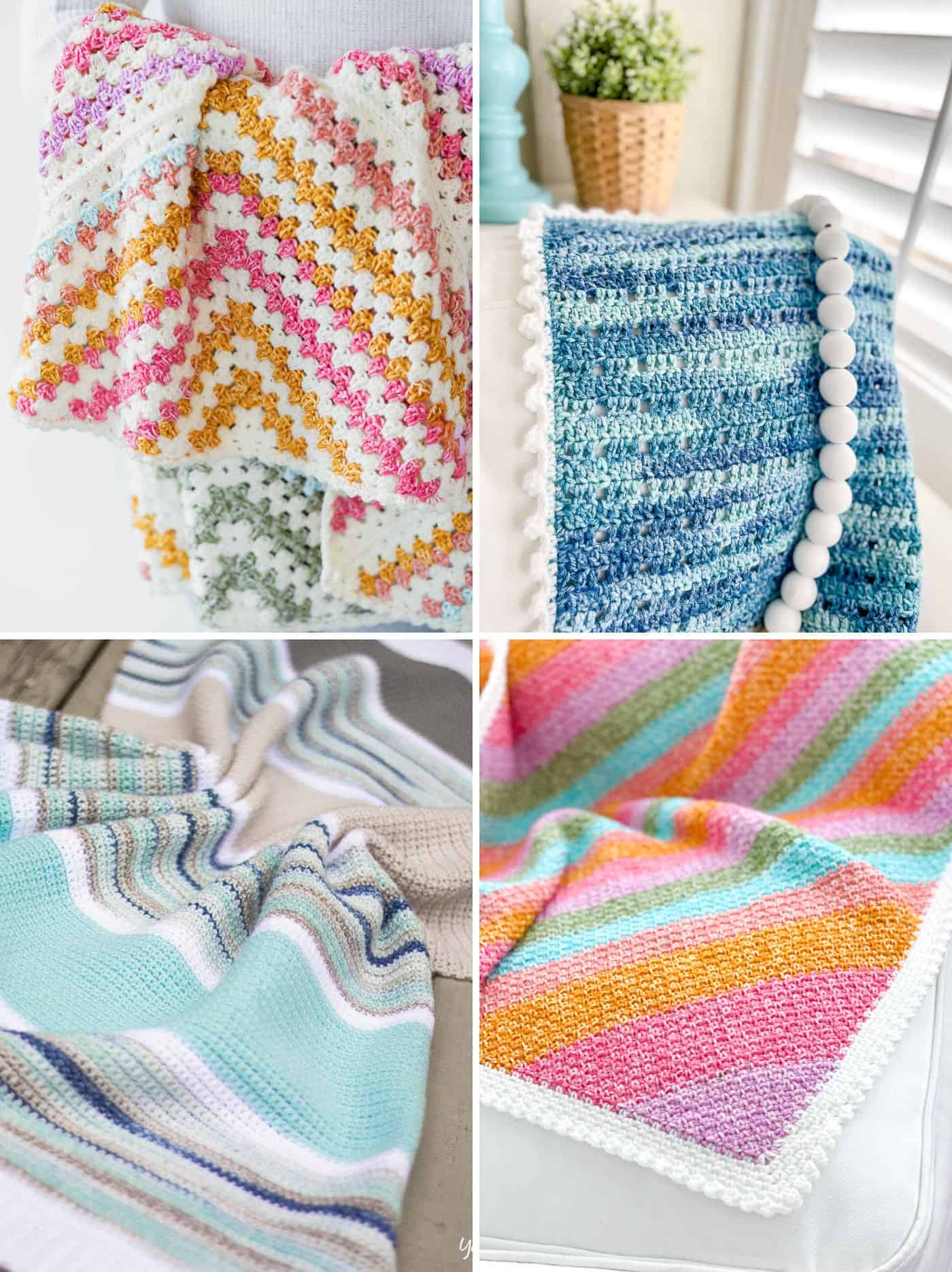 Knitted Sea Like Themed Blanket Variegated Yarn Throw Knitting PDF