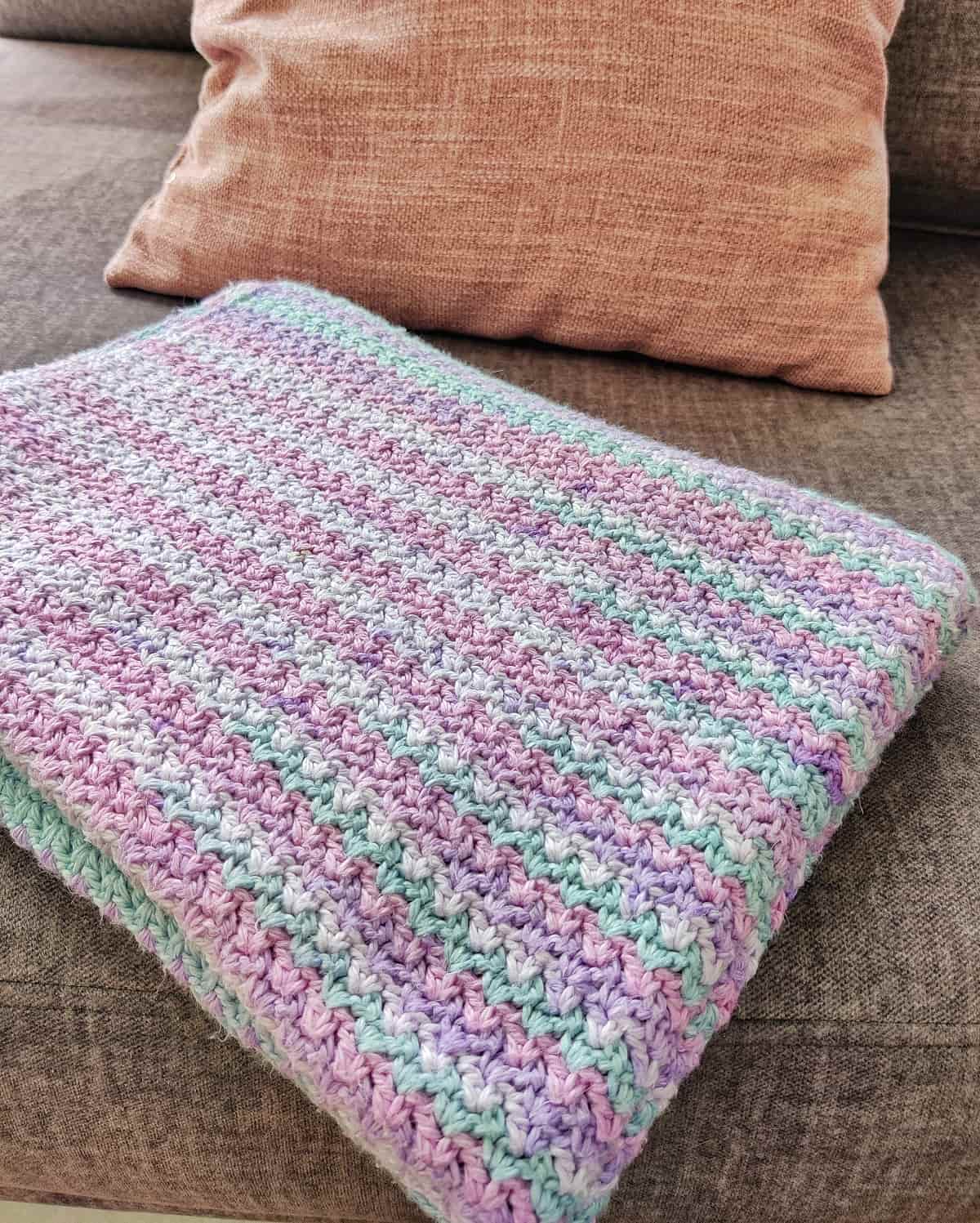 Wattle stitch blanket on a couch