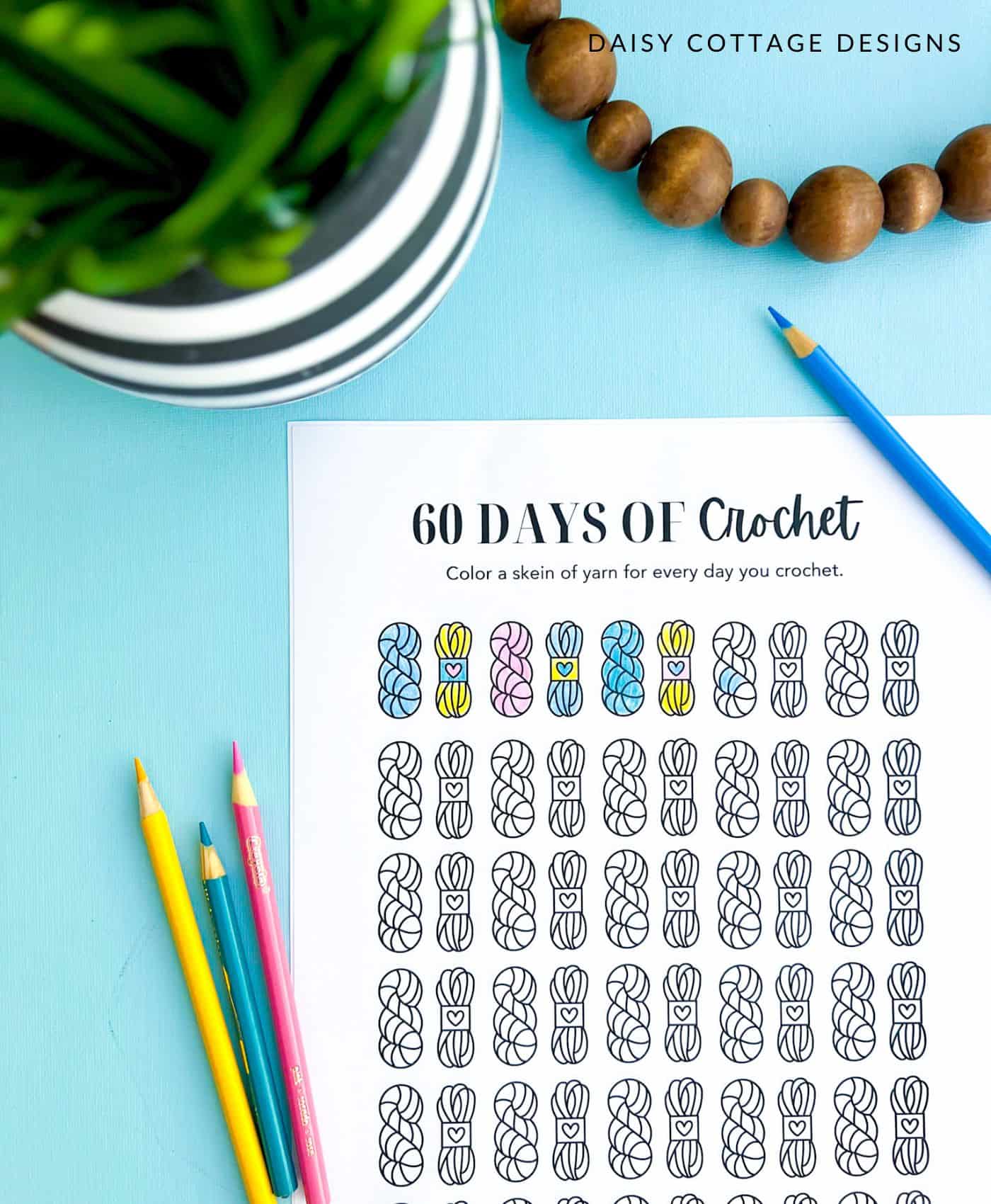 Yarn & Daisy Coloring Page (Free Printables)- Daisy Cottage Designs