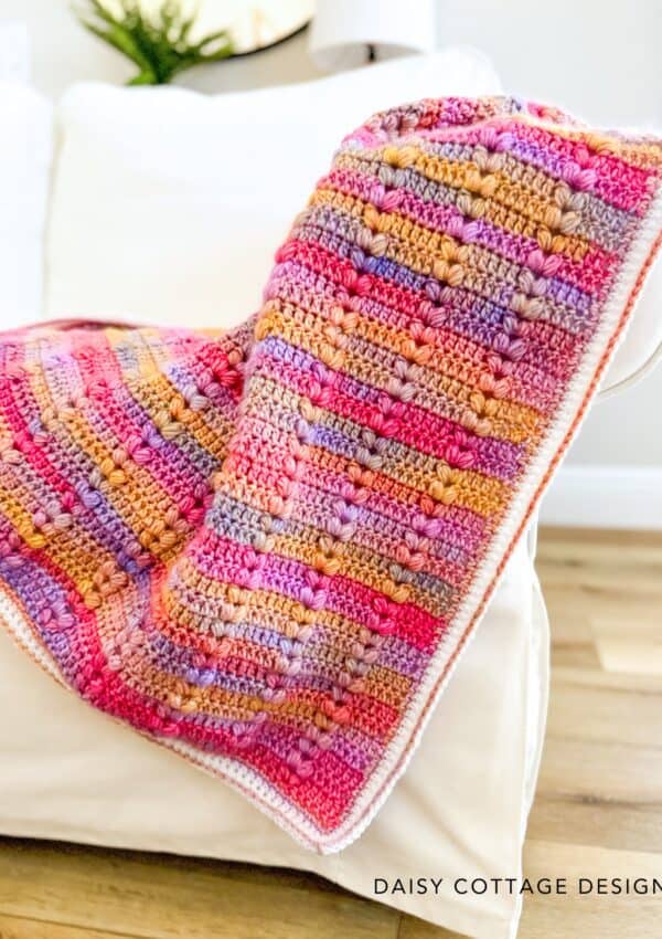 Puff Stitch Crochet Blanket – The Happy Hearts Blanket Pattern