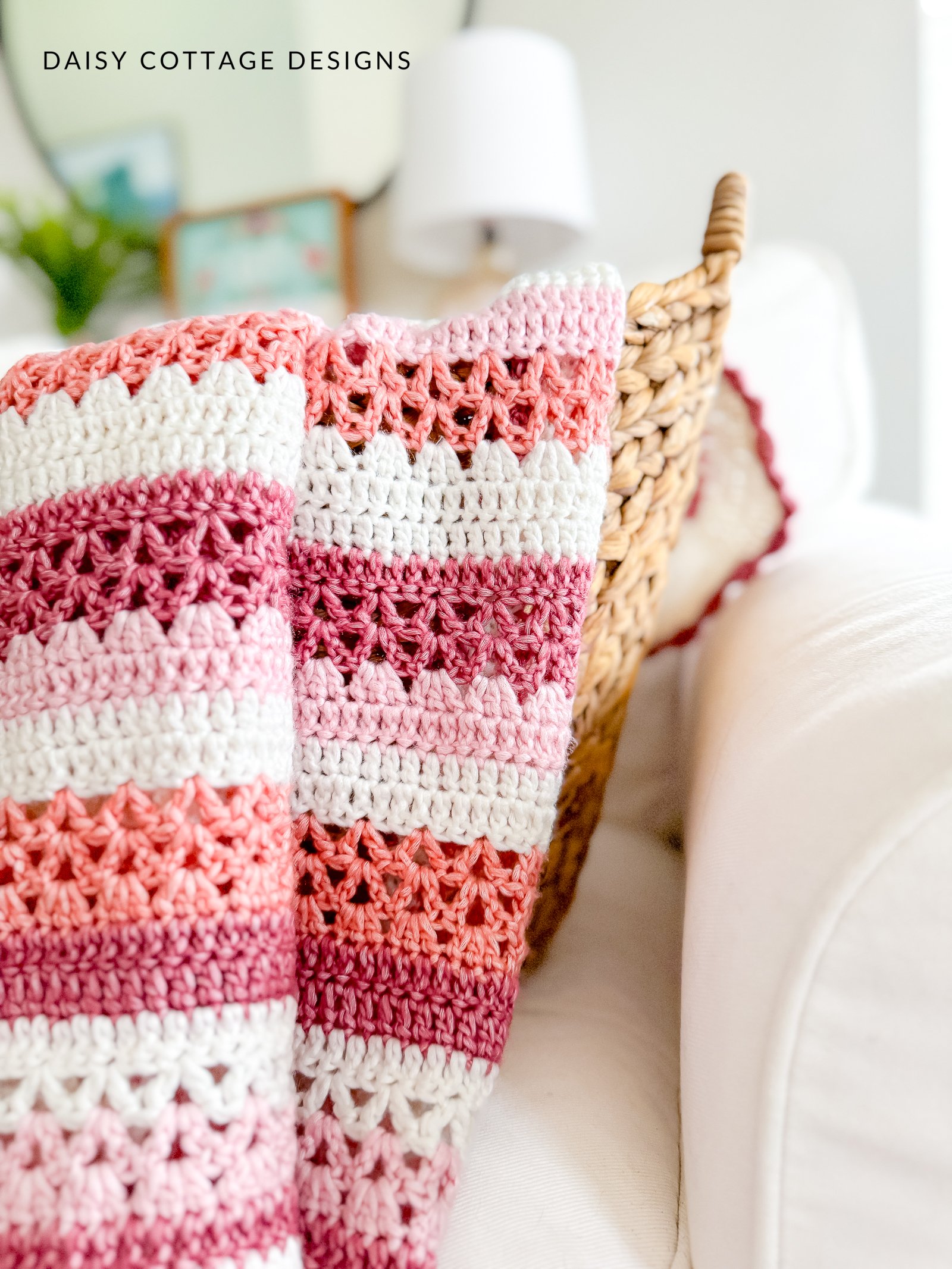 The Raspberry Lattice Blanket Crochet Pattern